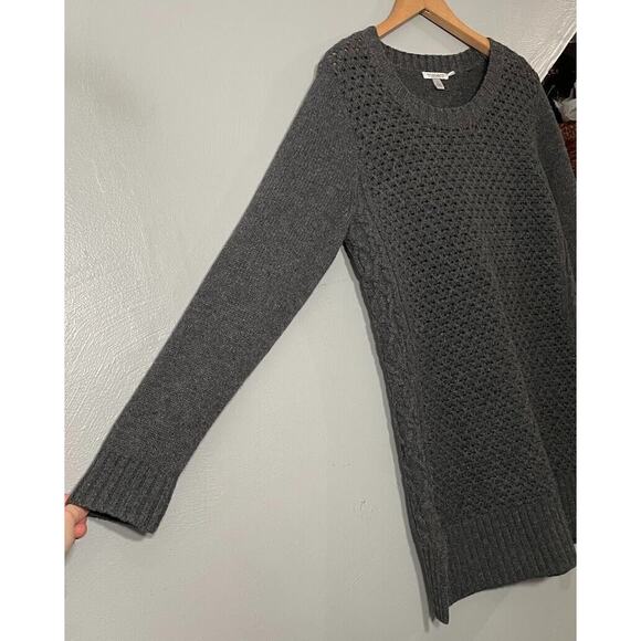 Toad & Co Size Large Charcoal Chunky Cable Knit Kintail Lambswool Sweater Tunic - Picture 2 of 12